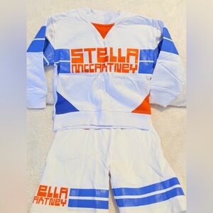 Stella McCartney Kids crewneck-shorts Set - White, Blue, and Orange (Size 4)